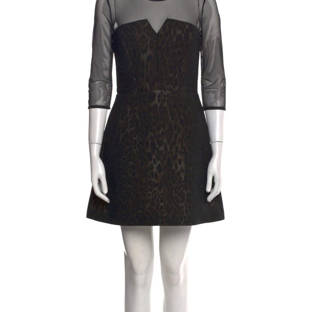 Sandro Paris Leopard Animal Print and Mesh Mini Dress